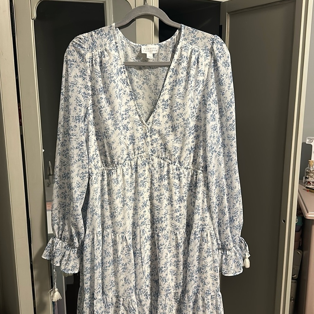 Morning Lavendar long sleeve floral maxi dress